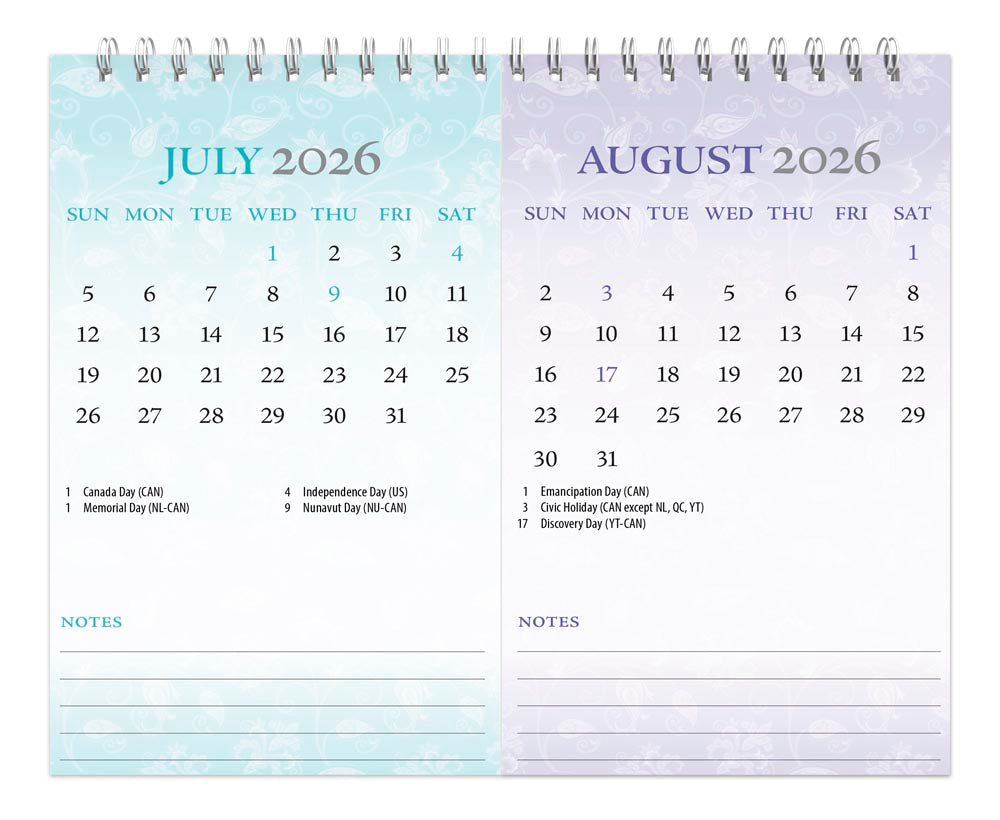 Tuscan Delight | 2026 7.5 x 6 Inch Monthly Double-View Easel Desk Calendar