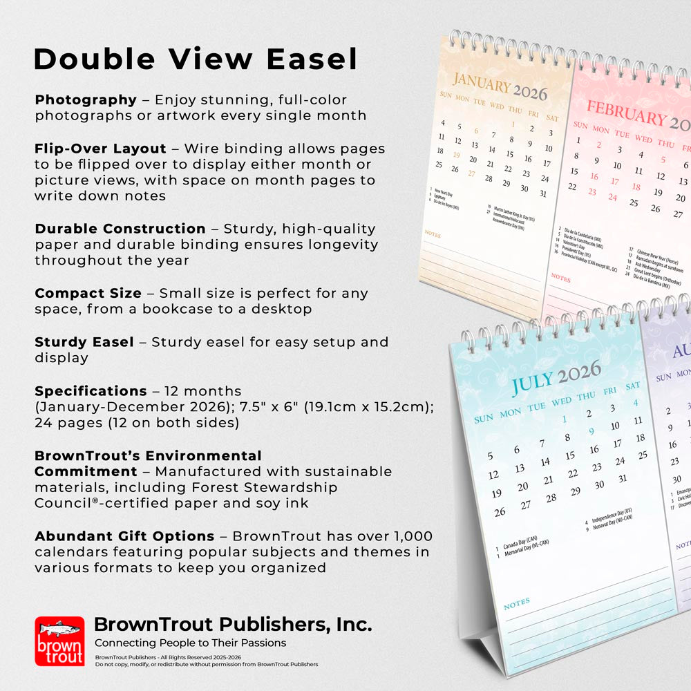 Tuscan Delight | 2026 7.5 x 6 Inch Monthly Double-View Easel Desk Calendar
