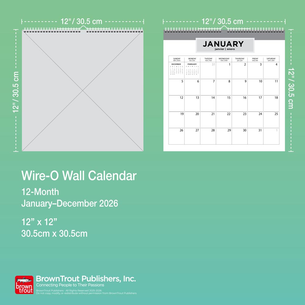 Tuscan Delight | 2026 12 x 12 Inch (Hanging) Monthly Square Wire-O Calendar | Sticker Sheet