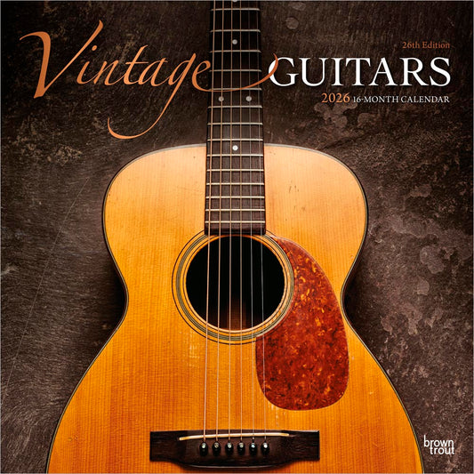 Vintage Guitars | 2026 12 x 24 Inch (Hanging) Monthly Square Wall Calendar | Foil Stamped Cover