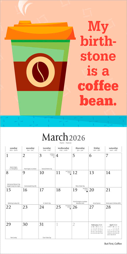 But First Coffee | 2026 7 x 14 Inch (Hanging) Monthly Mini Wall Calendar
