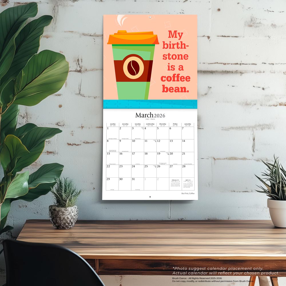 But First Coffee | 2026 12 x 24 Inch (Hanging) Monthly Square Wall Calendar