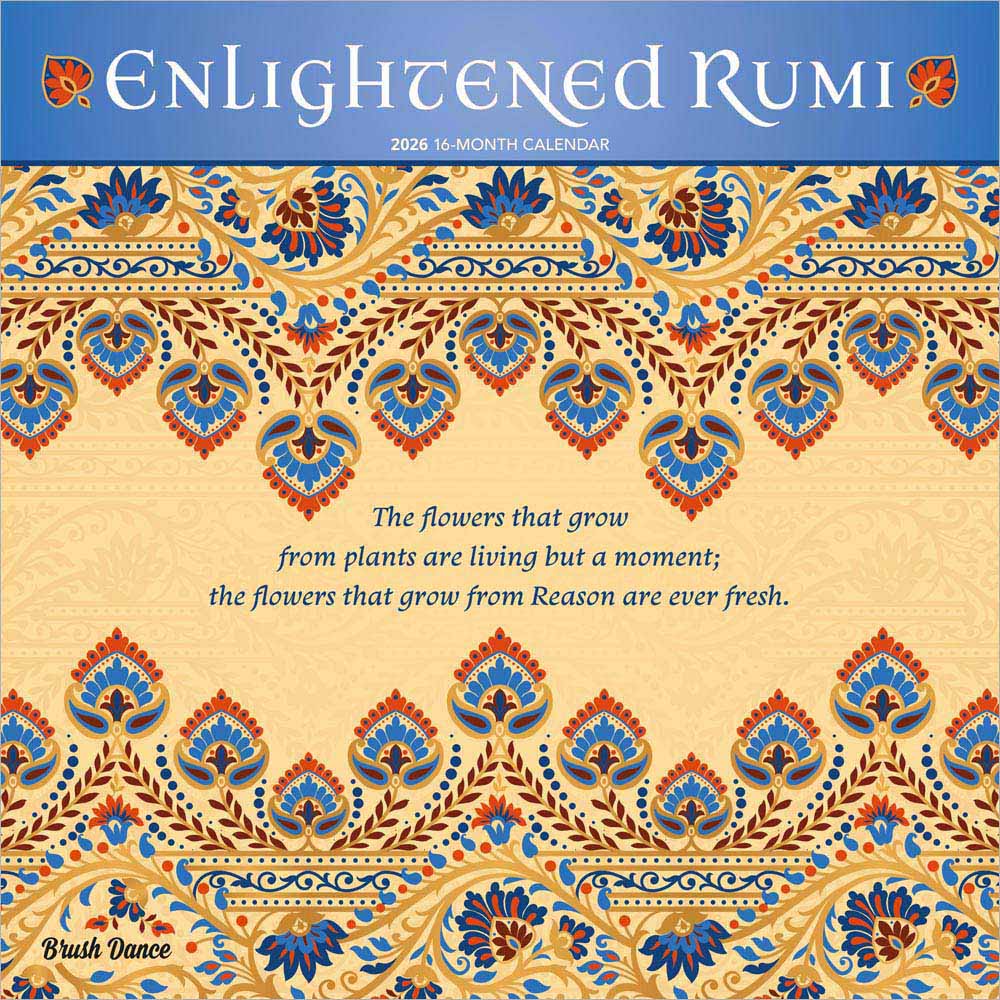 Enlightened Rumi | 2026 12 x 24 Inch (Hanging) Monthly Square Wall Calendar