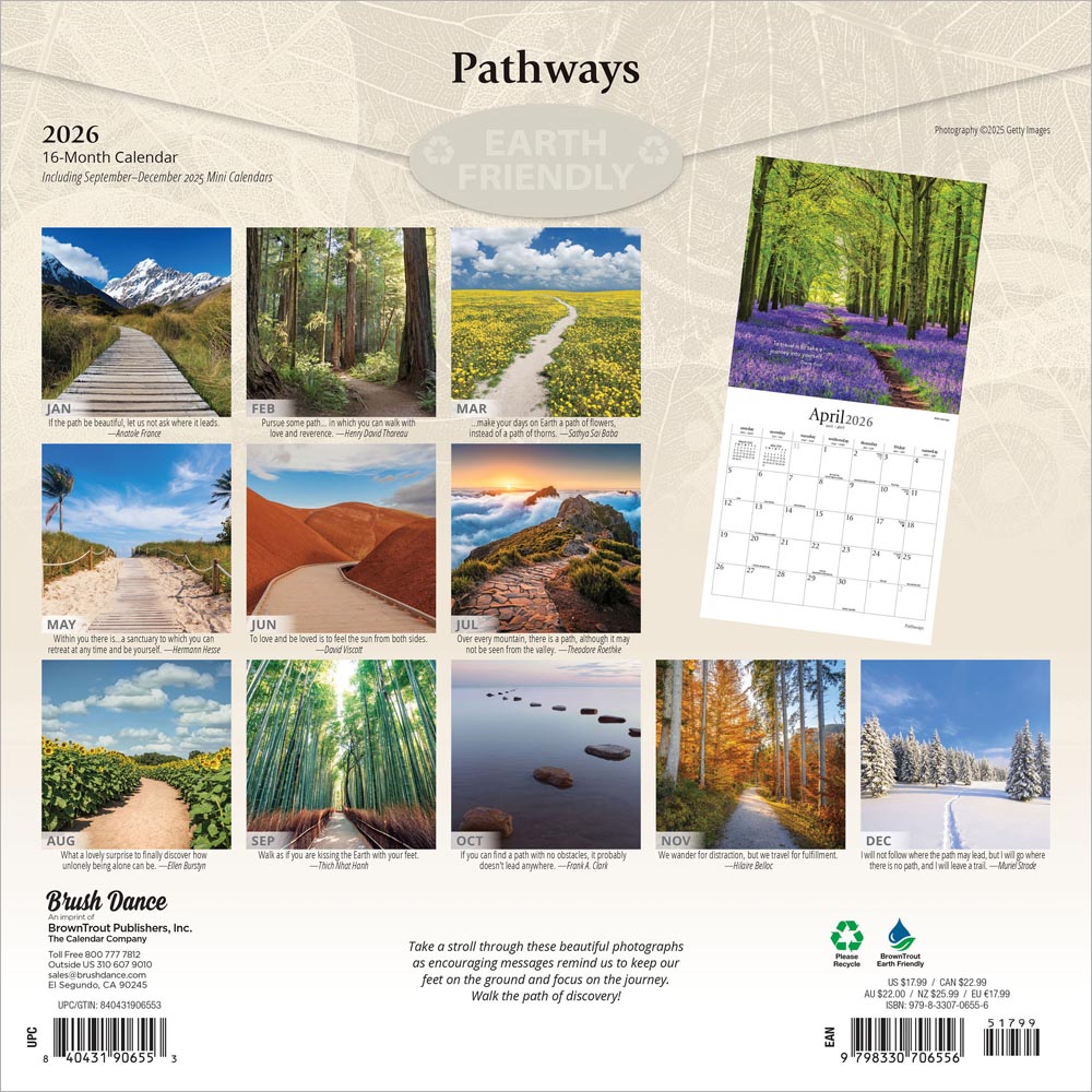 Pathways | 2026 12 x 24 Inch (Hanging) Monthly Square Wall Calendar