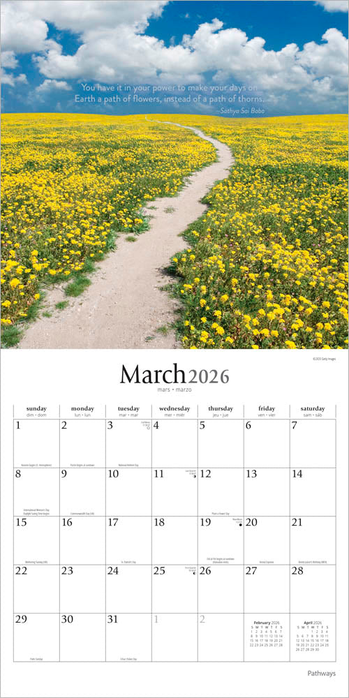 Pathways | 2026 12 x 24 Inch (Hanging) Monthly Square Wall Calendar