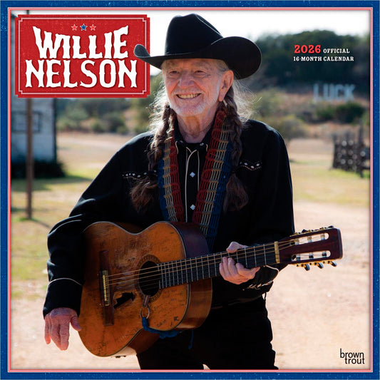 Willie Nelson OFFICIAL | 2026 12 x 24 Inch (Hanging) Monthly Square Wall Calendar