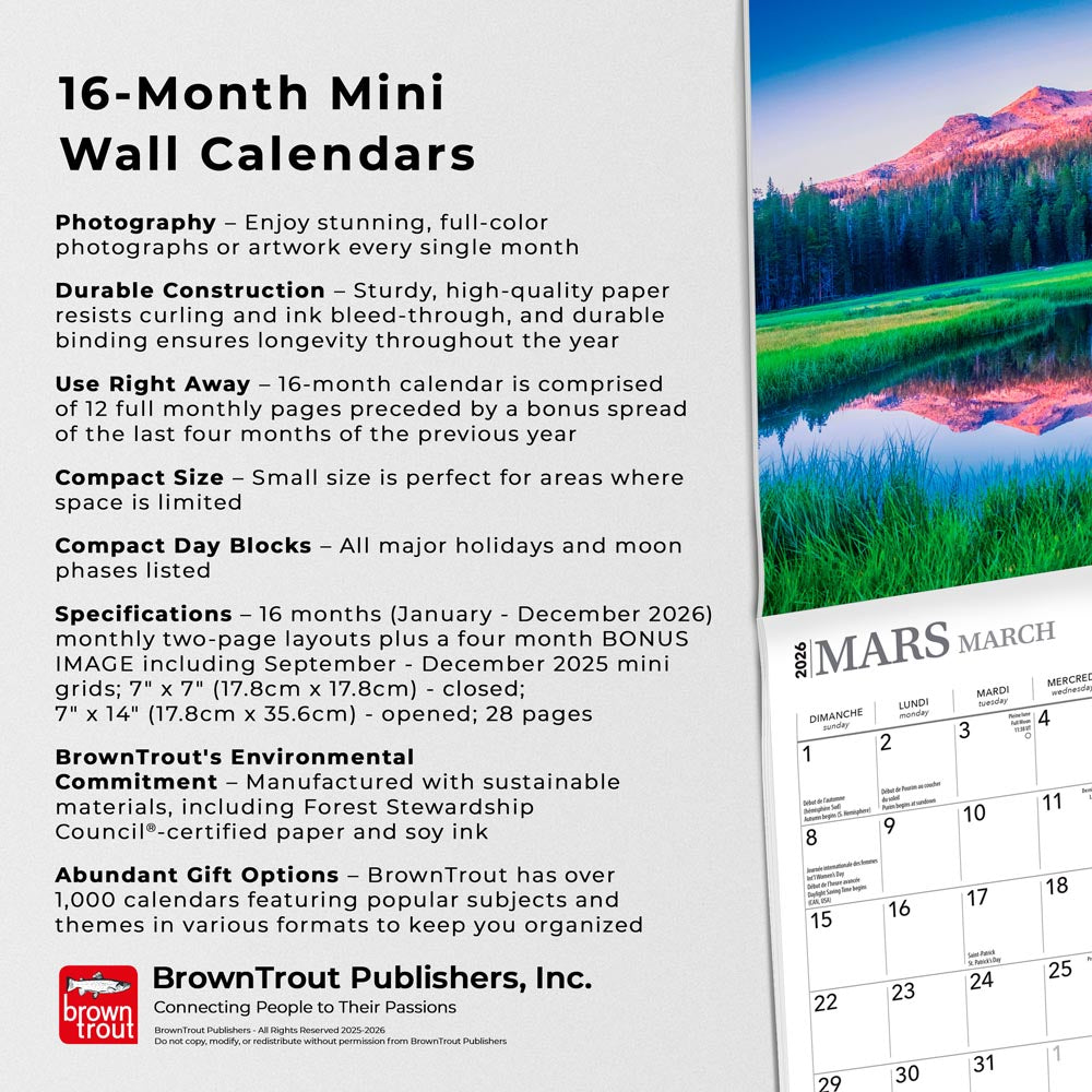 Inspiration | 2026 7 x 14 Inch (Hanging) Monthly Mini Wall Calendar | French Language