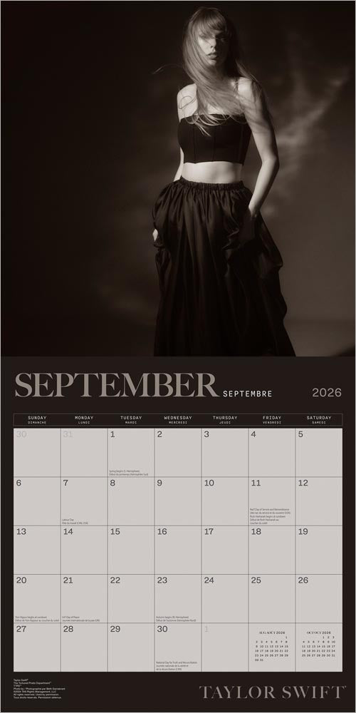 Taylor Swift OFFICIAL | 2026 12 x 24 Inch (Hanging) Monthly Square Wall Calendar | English/French Bilingual