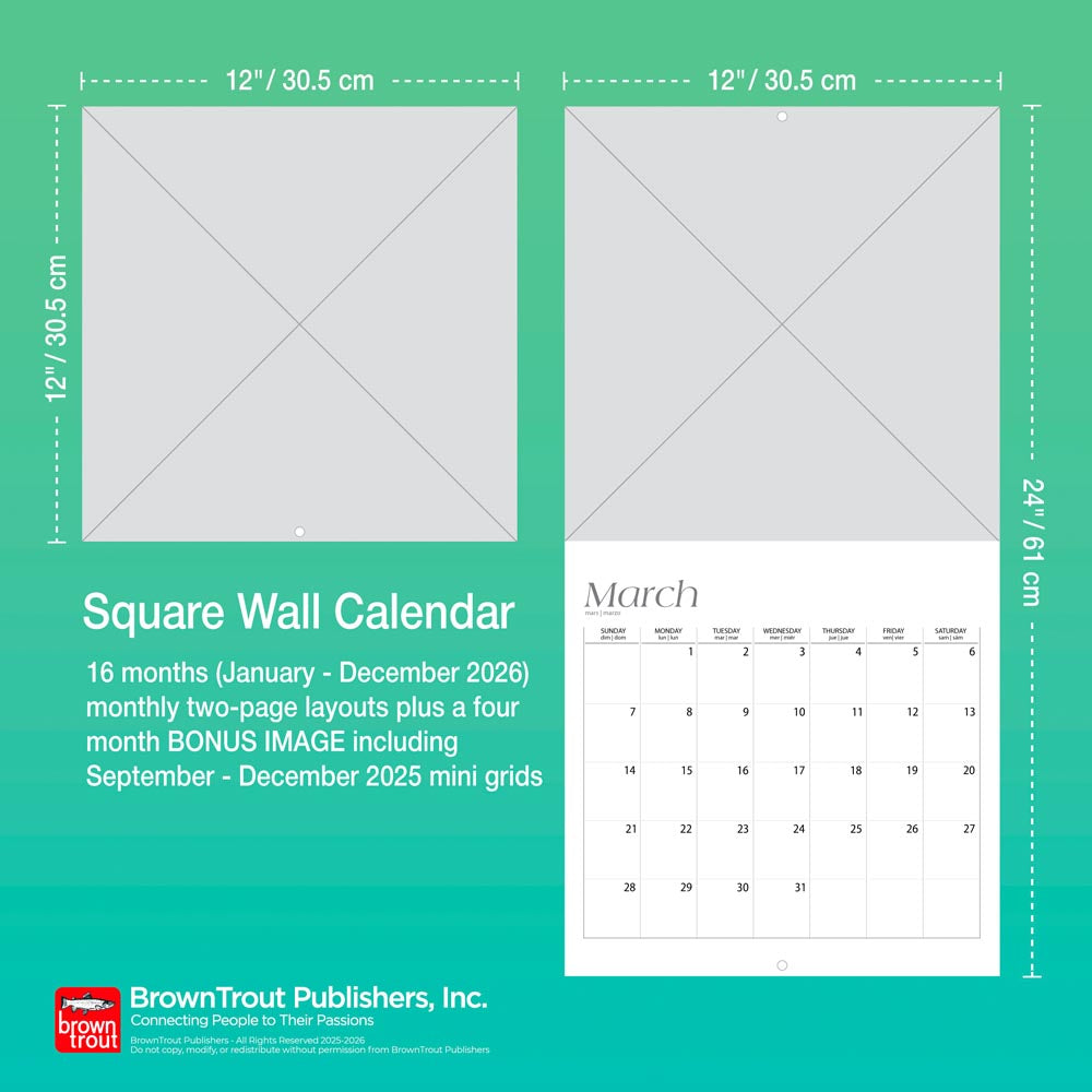 Outhouses | 2026 12 x 24 Inch (Hanging) Monthly Square Wall Calendar | English/French Bilingual