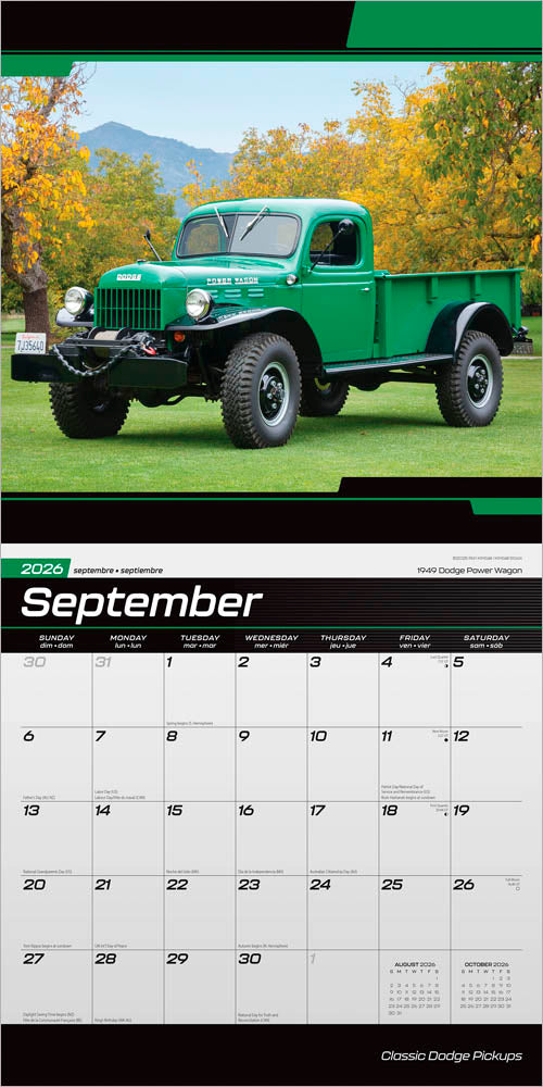 Classic Dodge Pickups OFFICIAL | 2026 12 x 24 Inch (Hanging) Monthly Square Wall Calendar | Foil Stamped Cover