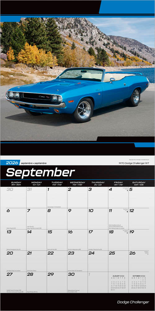 Dodge Challenger OFFICIAL | 2026 12 x 24 Inch (Hanging) Monthly Square Wall Calendar
