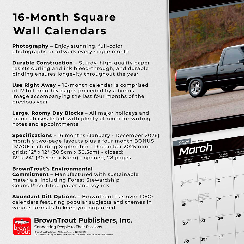Chevy Super Sport OFFICIAL | 2026 12 x 24 Inch (Hanging) Monthly Square Wall Calendar
