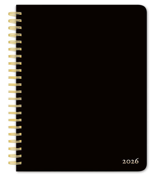 Black Solid | 2026 6 x 7.75 Inch Weekly Desk Planner | Foil Stamped Cover