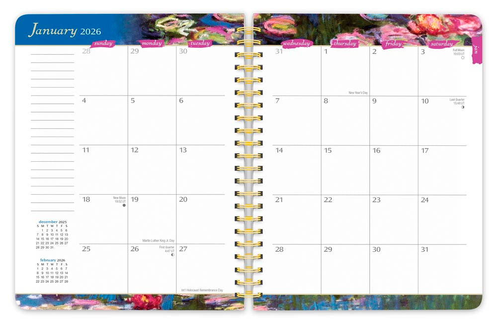 Claude Monet | 2026 6 x 7.75 Inch Weekly Desk Planner | Foil Stamped Cover