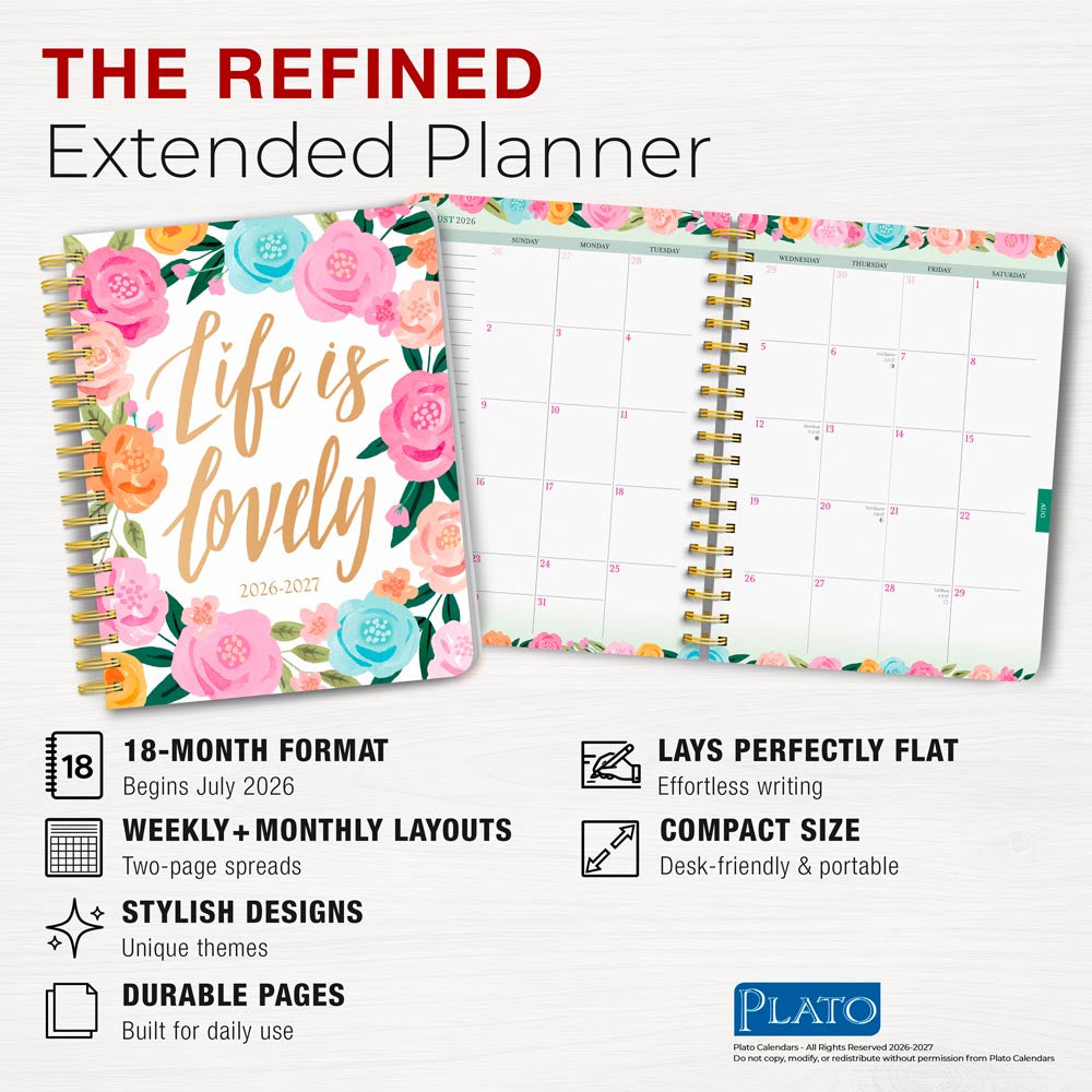 Bonnie Marcus OFFICIAL | 2027 6 x 7.75 Inch 18 Months Weekly Desk Planner | Foil Stamped Cover | July 2026 - December 2027
