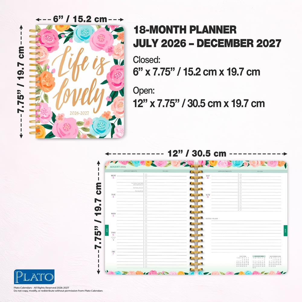 Bonnie Marcus OFFICIAL | 2027 6 x 7.75 Inch 18 Months Weekly Desk Planner | Foil Stamped Cover | July 2026 - December 2027