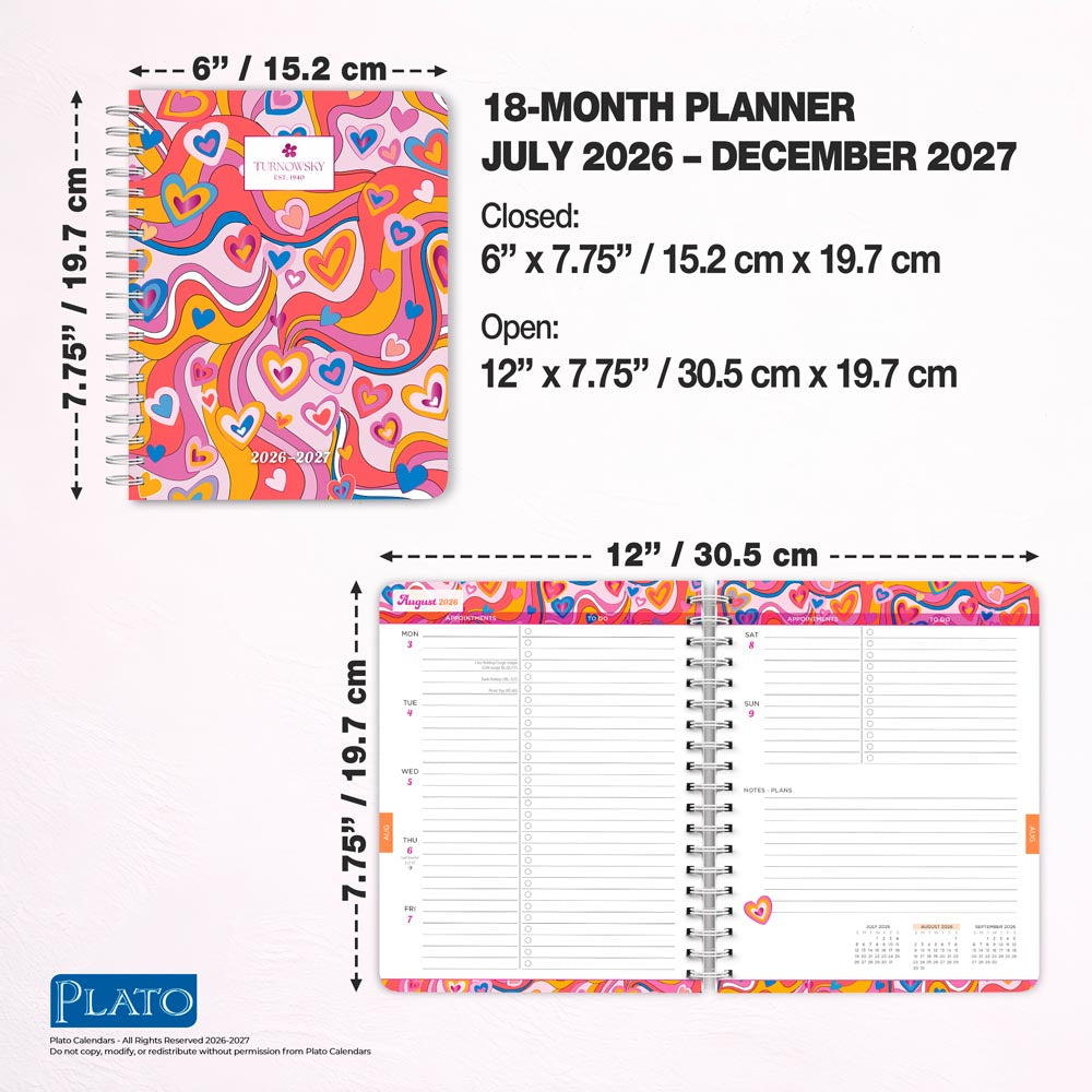House of Turnowsky OFFICIAL | 2027 6 x 7.75 Inch 18 Months Weekly Desk Planner | Foil Stamped Cover | July 2026 - December 2027