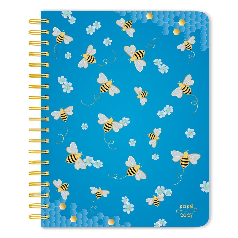 Busy Bees | 2027 6 x 7.75 Inch 18 Months Weekly Desk Planner | Foil Stamped Cover | July 2026 - December 2027
