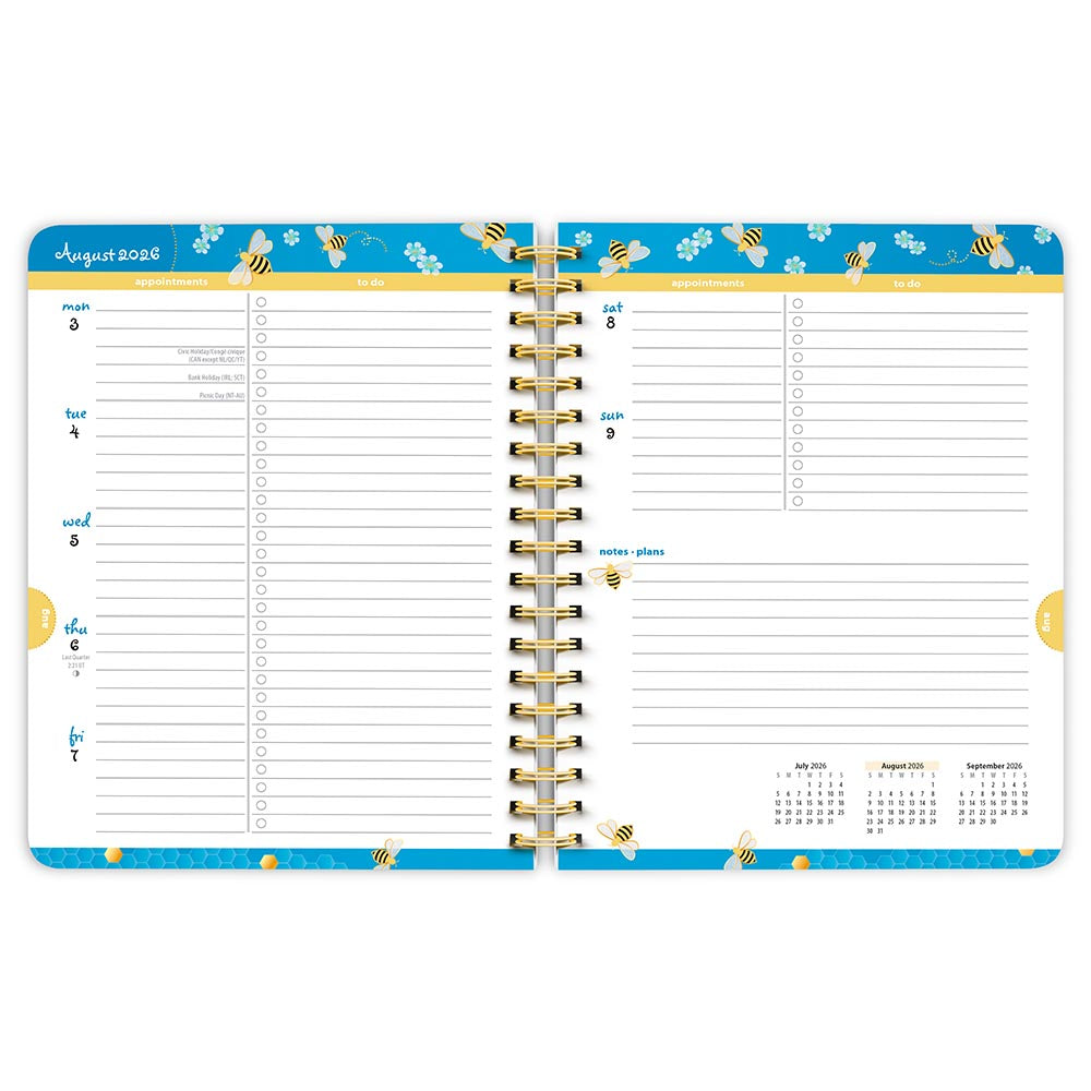 Busy Bees | 2027 6 x 7.75 Inch 18 Months Weekly Desk Planner | Foil Stamped Cover | July 2026 - December 2027