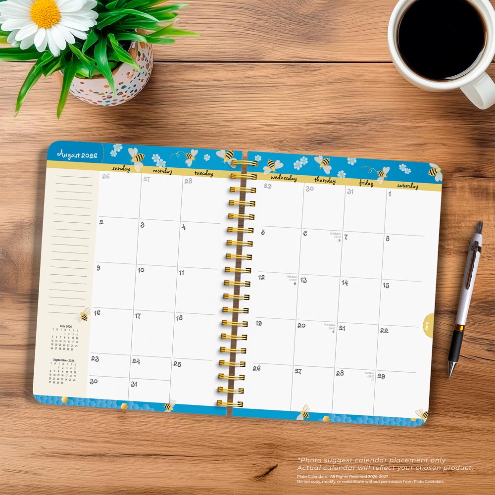 Busy Bees | 2027 6 x 7.75 Inch 18 Months Weekly Desk Planner | Foil Stamped Cover | July 2026 - December 2027
