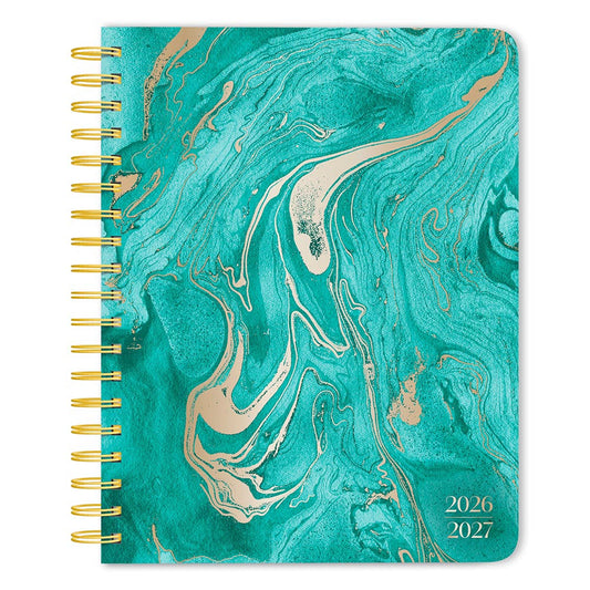 Crackled Blush | 2027 6 x 7.75 Inch 18 Months Weekly Desk Planner | Foil Stamped Cover | July 2026 - December 2027