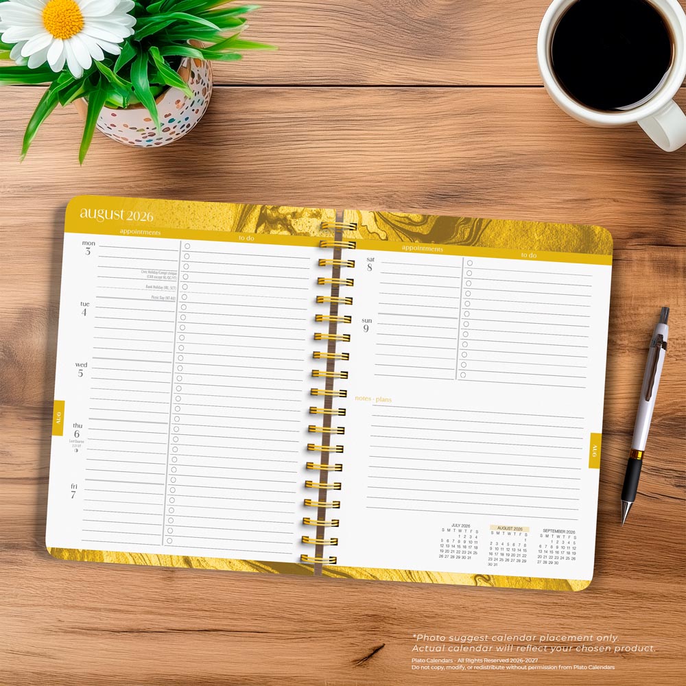 Crackled Blush | 2027 6 x 7.75 Inch 18 Months Weekly Desk Planner | Foil Stamped Cover | July 2026 - December 2027