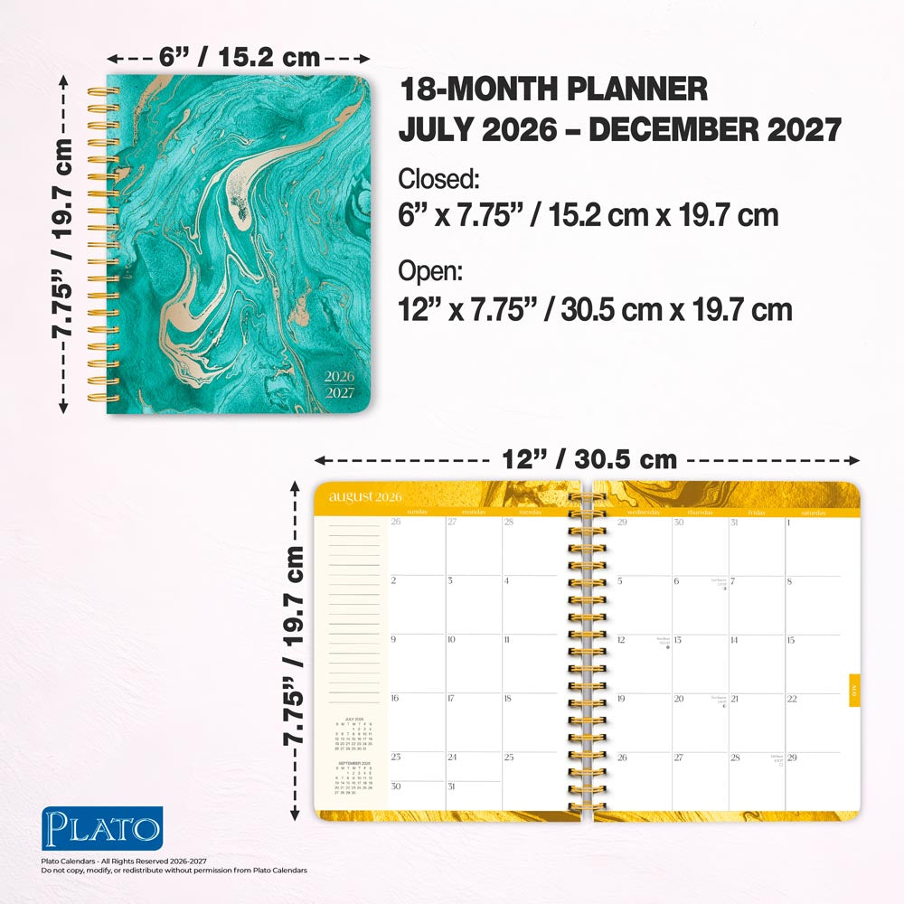 Crackled Blush | 2027 6 x 7.75 Inch 18 Months Weekly Desk Planner | Foil Stamped Cover | July 2026 - December 2027