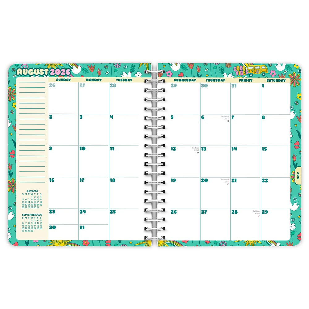 Good Vibes | 2027 6 x 7.75 Inch 18 Months Weekly Desk Planner | Foil Stamped Cover | July 2026 - December 2027