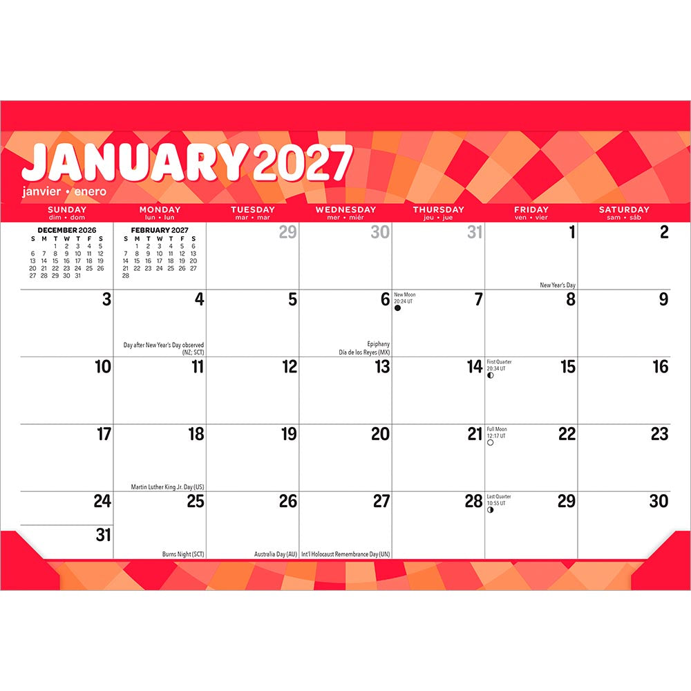 Large Print | 2027 17 x 12 Inch Monthly Desk Pad Calendar | Sticker Sheet