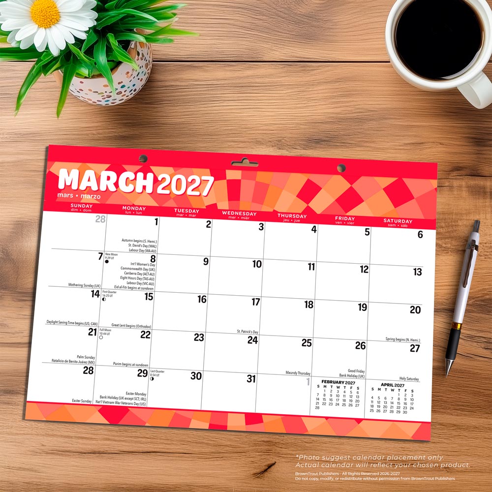 Large Print | 2027 17 x 12 Inch Monthly Desk Pad Calendar | Sticker Sheet