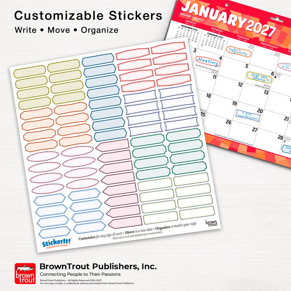 Large Print | 2027 17 x 12 Inch Monthly Desk Pad Calendar | Sticker Sheet
