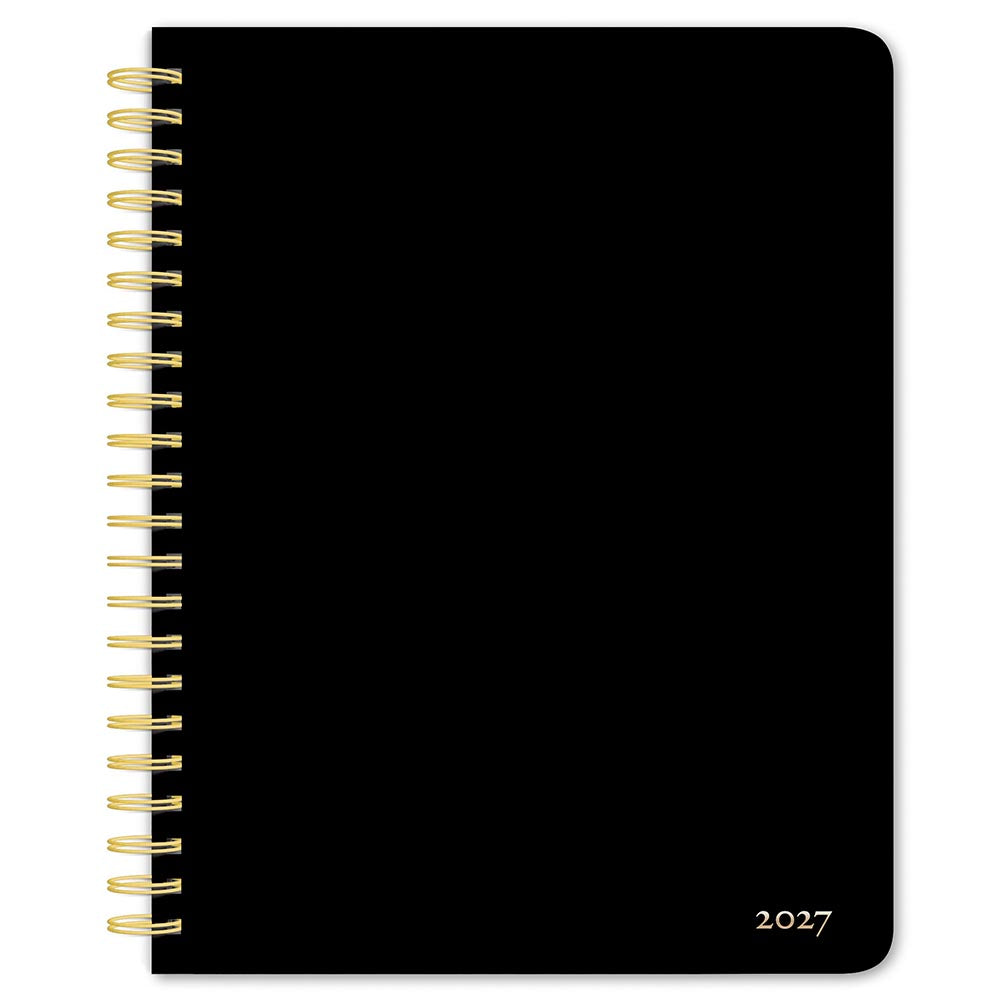 Black Solid | 2027 6 x 7.75 Inch Weekly Desk Planner | Foil Stamped Cover