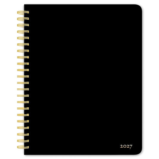 Black Solid | 2027 6 x 7.75 Inch Weekly Desk Planner | Foil Stamped Cover