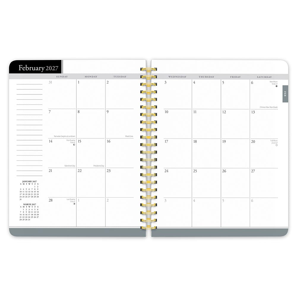Black Solid | 2027 6 x 7.75 Inch Weekly Desk Planner | Foil Stamped Cover