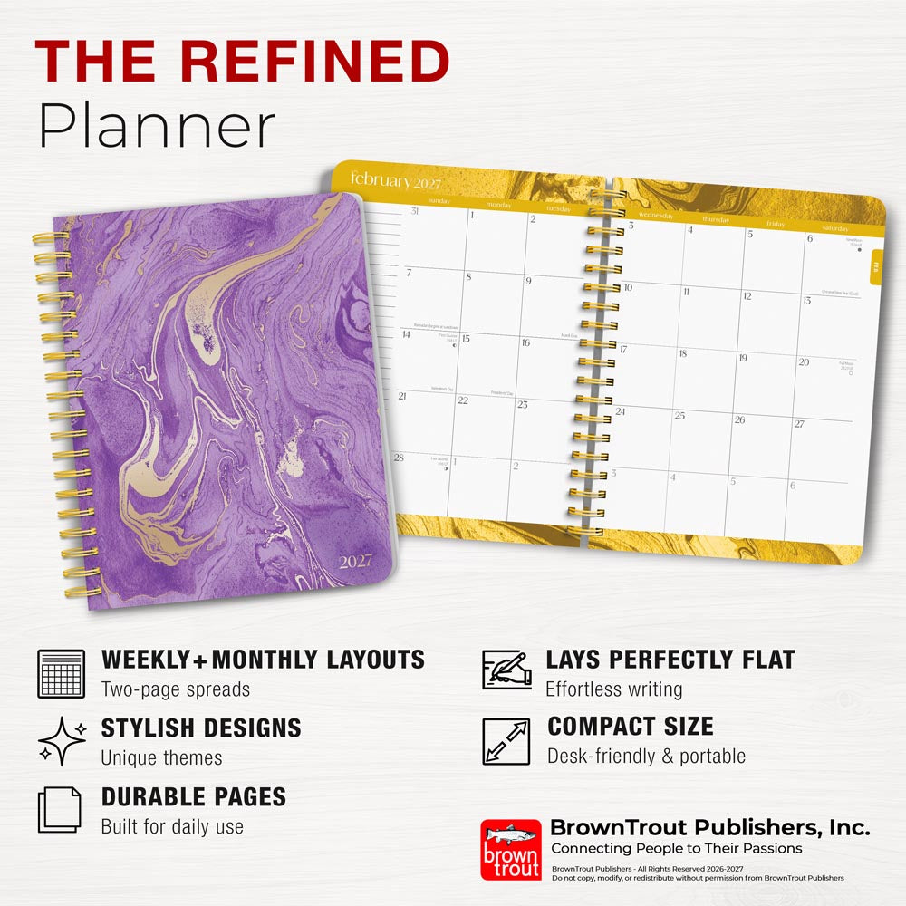 Crackled Blush | 2027 6 x 7.75 Inch Weekly Desk Planner | Foil Stamped Cover