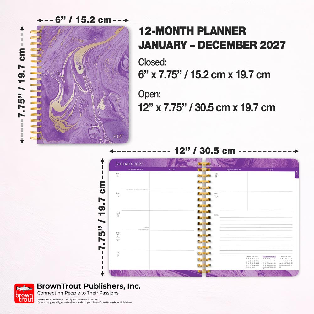 Crackled Blush | 2027 6 x 7.75 Inch Weekly Desk Planner | Foil Stamped Cover
