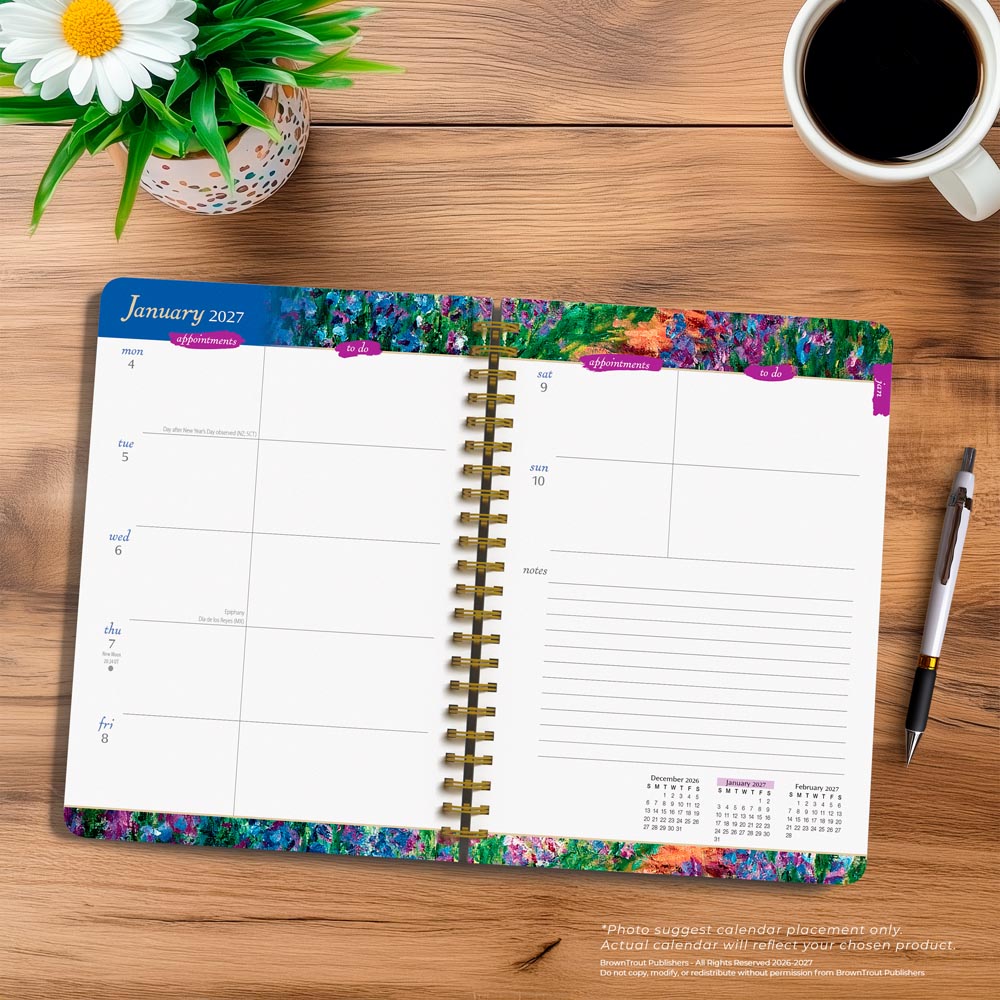 Claude Monet | 2027 6 x 7.75 Inch Weekly Desk Planner | Foil Stamped Cover