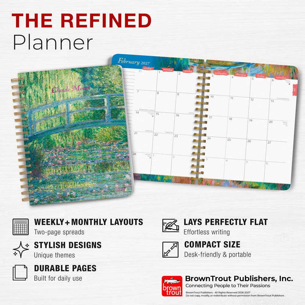 Claude Monet | 2027 6 x 7.75 Inch Weekly Desk Planner | Foil Stamped Cover