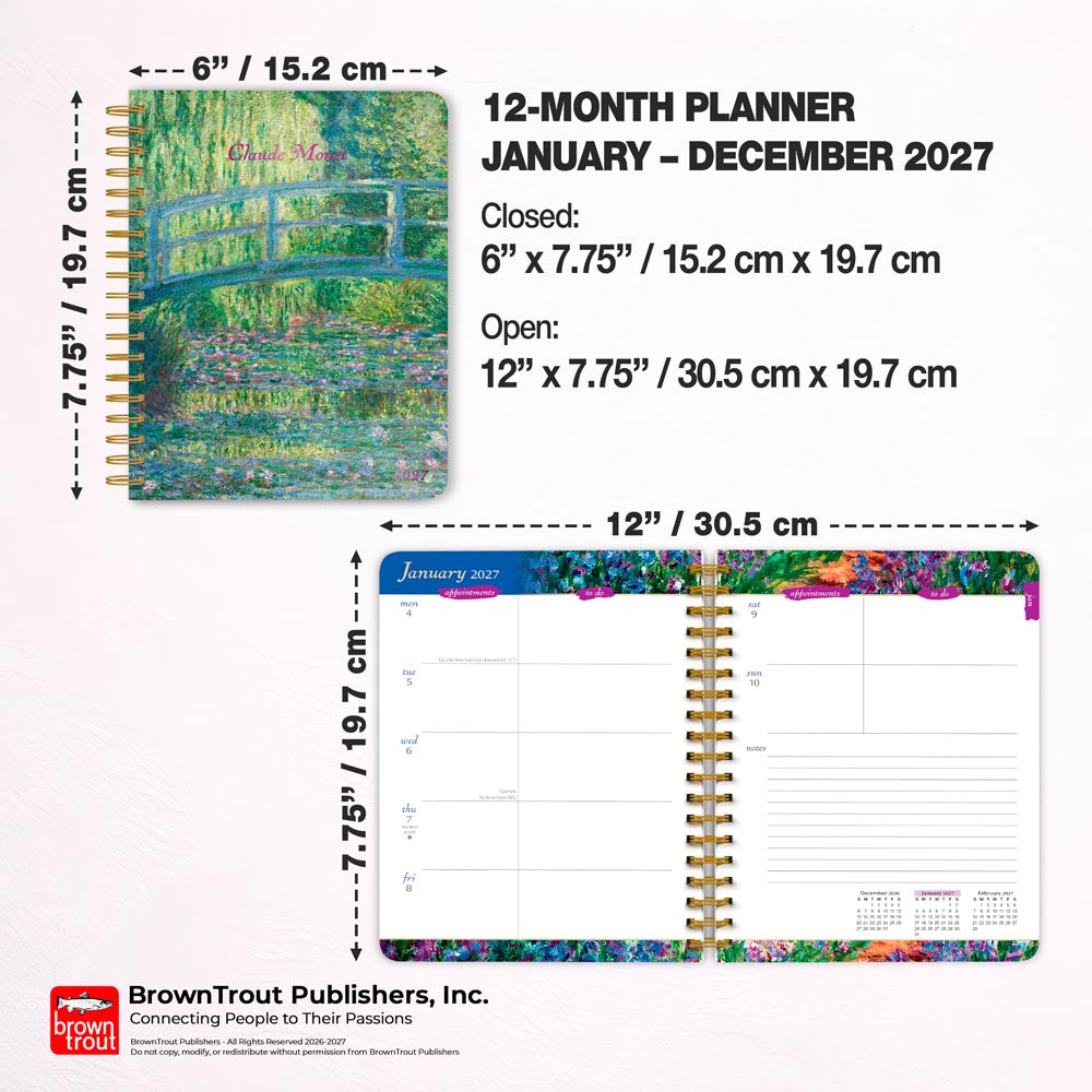Claude Monet | 2027 6 x 7.75 Inch Weekly Desk Planner | Foil Stamped Cover