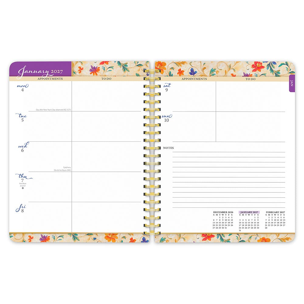 Tuscan Delight | 2027 6 x 7.75 Inch Weekly Desk Planner | Foil Stamped Cover
