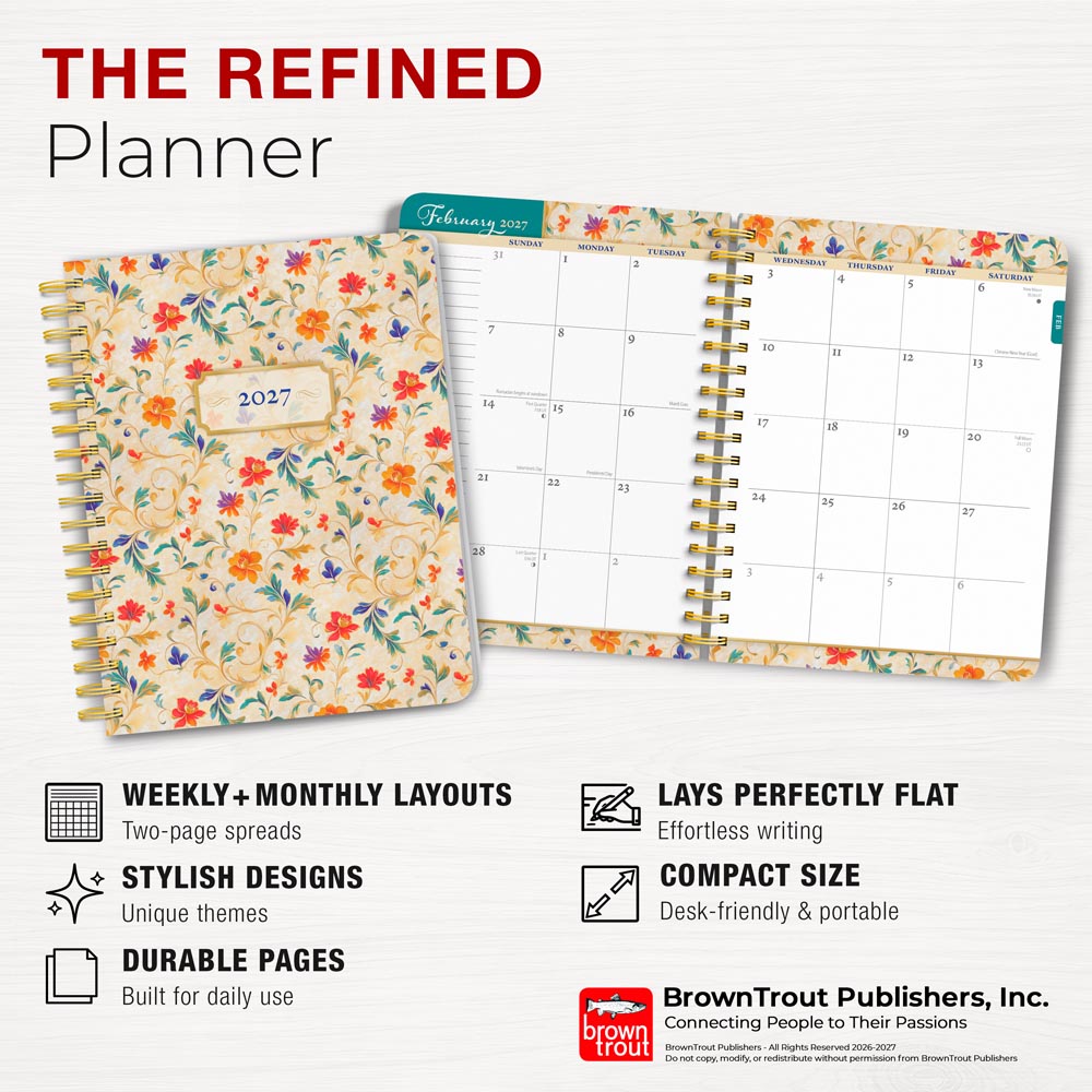 Tuscan Delight | 2027 6 x 7.75 Inch Weekly Desk Planner | Foil Stamped Cover