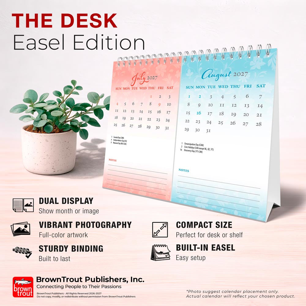 Tuscan Delight | 2027 7.5 x 6 Inch Monthly Double-View Easel Desk Calendar