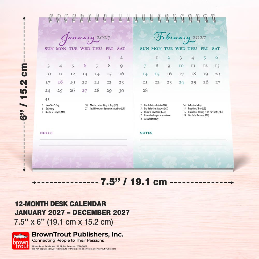 Tuscan Delight | 2027 7.5 x 6 Inch Monthly Double-View Easel Desk Calendar
