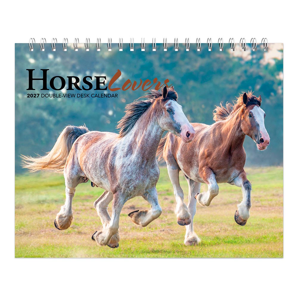 Horse Lovers | 2027 7.5 x 6 Inch Monthly Double-View Easel Desk Calendar