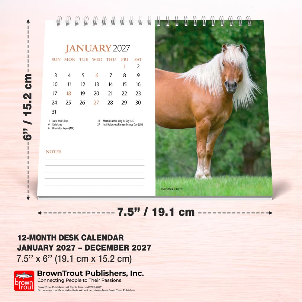 Horse Lovers | 2027 7.5 x 6 Inch Monthly Double-View Easel Desk Calendar