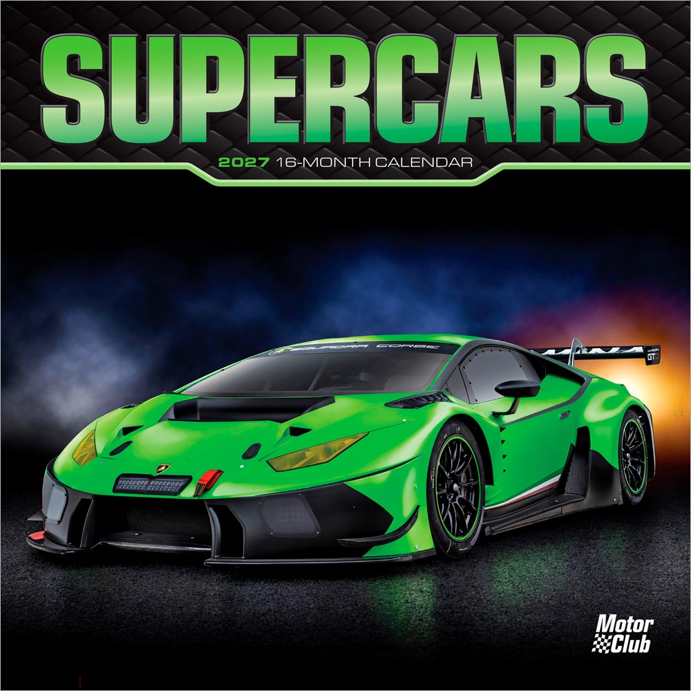 Supercars | 2027 7 x 14 Inch (Hanging) Monthly Mini Wall Calendar