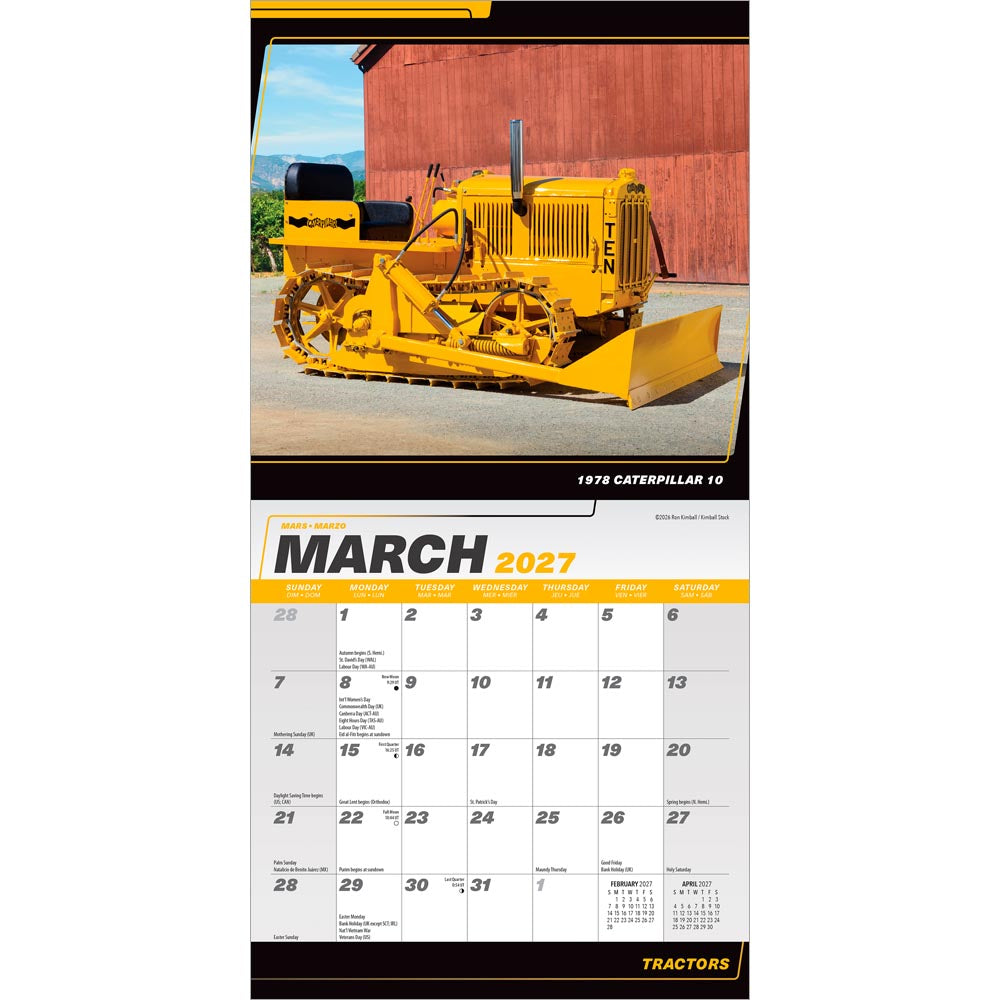Tractors | 2027 7 x 14 Inch (Hanging) Monthly Mini Wall Calendar