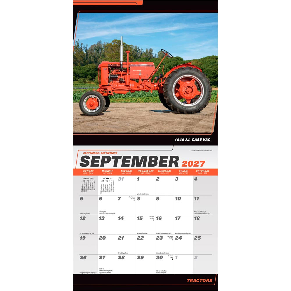 Tractors | 2027 7 x 14 Inch (Hanging) Monthly Mini Wall Calendar