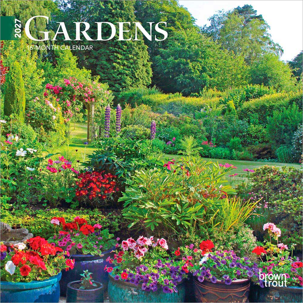 Gardens | 2027 7 x 14 Inch (Hanging) Monthly Mini Wall Calendar