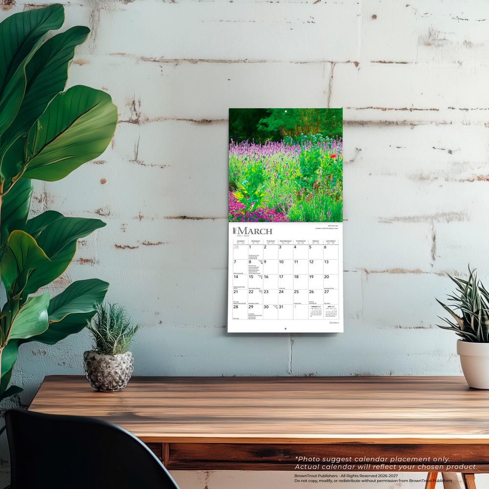 Gardens | 2027 7 x 14 Inch (Hanging) Monthly Mini Wall Calendar